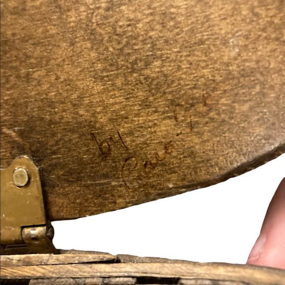 Vintage Caro Nan Signed Hand Painted Basket Handbag Hinged Lid 70s Design - Picture 2 of 10